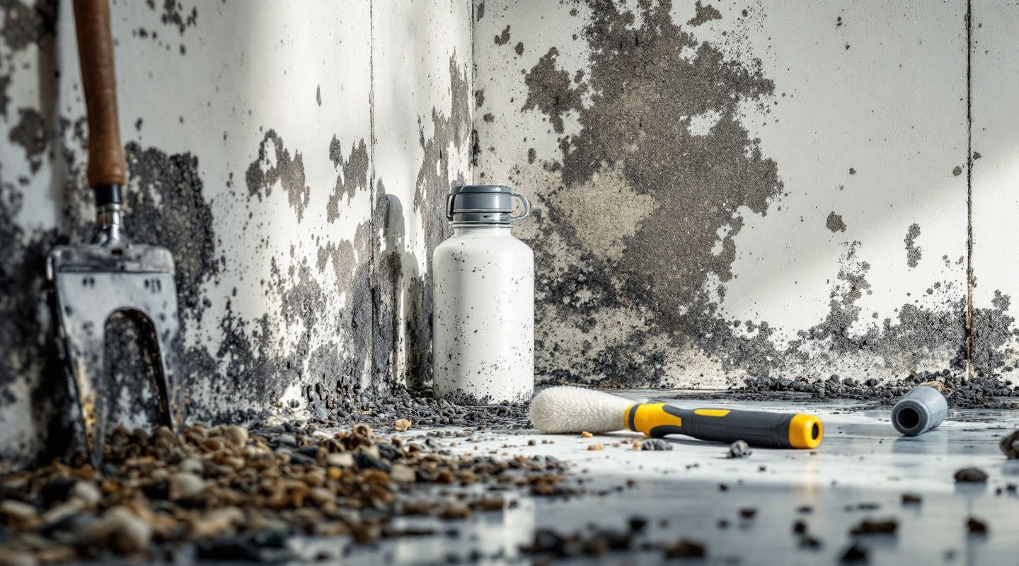 IICRC certified mold remediation technicians inspecting a residential wall for mold growth